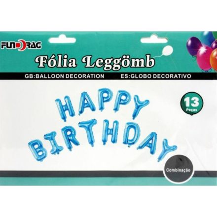 Lufi fólia szett Happy Birthday kék 